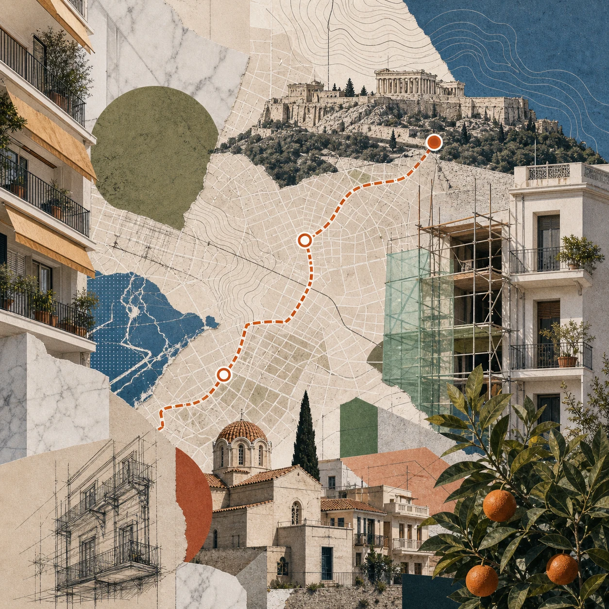 Architectuur in buurten in Athene, gebouwenbestand en renovatiemogelijkheden voor kopers